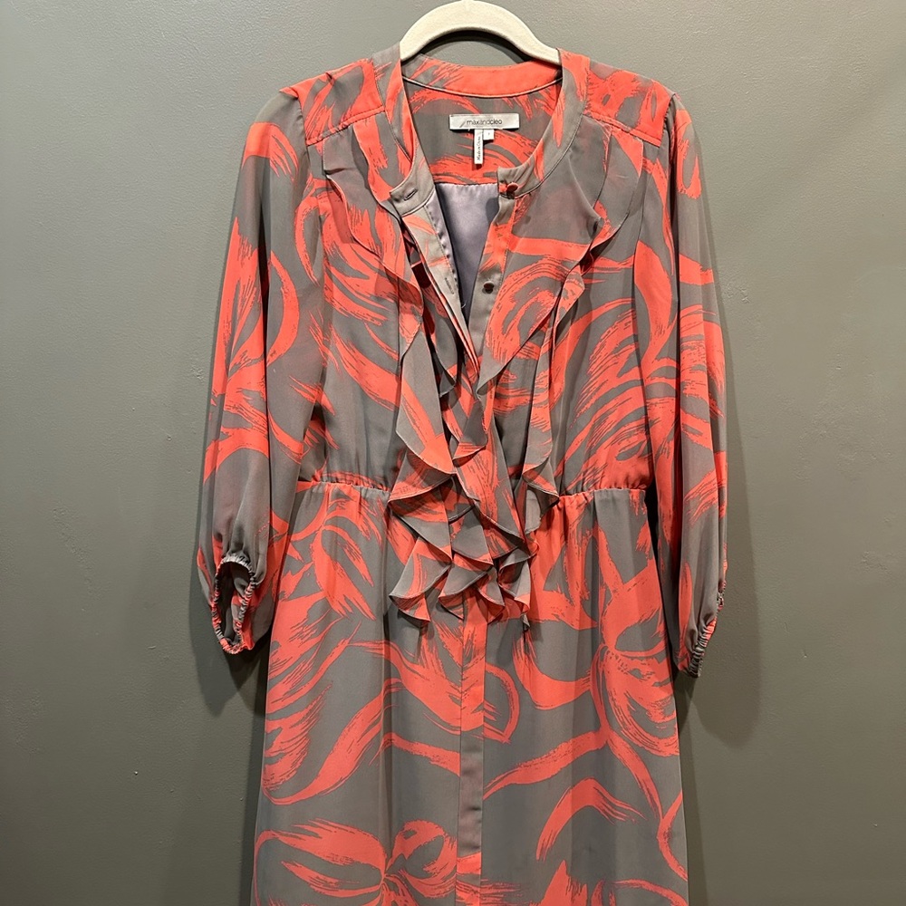 Max & Cleo Pink & Gray Long Sleeve Dress for Work / Office